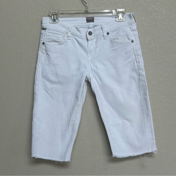 Citizens of Humanity White Bermuda Cutoff Jean Shorts Women’s 26 Raw Hem Denim - Picture 1 of 10